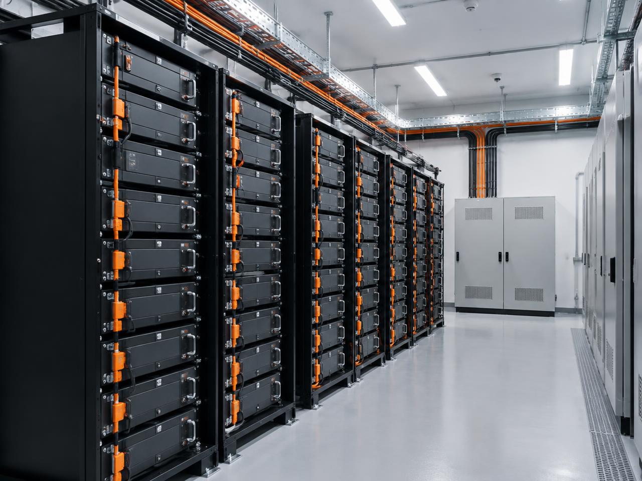 Baterias de armazenamento de energia organizadas em rack